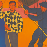 Unto Pusa, Kaksi tukinuittajaa, 1960, öljy kankaalle, Taidesäätiö Merita