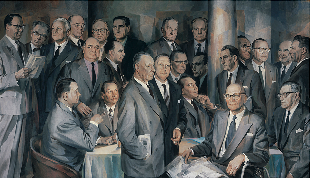 Aarne Nopsanen, Keskiviikkokerho, 1959, öljy kankaalle, UMP-Kymmenen kulttuurisäätiö